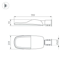 Уличный консольный светильник Arlight OXOR-TURI-799х319-240W Warm3000 (GR, 144x75 deg, 230V) 053869