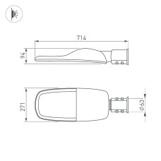 Уличный консольный светильник Arlight OXOR-TURI-714х271-120W Day4000 (GR, 144x75 deg, 230V) 053874