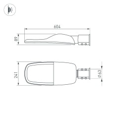 Уличный консольный светильник Arlight OXOR-TURI-604х241-100W Day4000 (GR, 144x75 deg, 230V) 053873