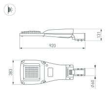 Уличный консольный светильник Arlight OXOR-GRES-920х383-240W Day4000 (GR, 150x80 deg, 230V) 055501