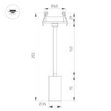 Встраиваемый спот Arlight LGD-PERISCOPE-R35-6W Warm3000 (BK, 24 deg, 230V) 045196