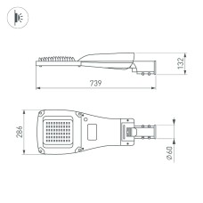 Уличный консольный светильник Arlight OXOR-GRES-739х286-120W Day4000 (GR, 150x80 deg, 230V) 055496