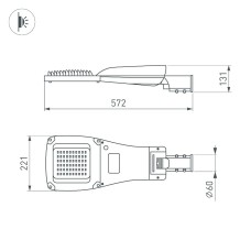 Уличный консольный светильник Arlight OXOR-GRES-572х221-45W Day4000 (GR, 150x80 deg, 230V) 055493