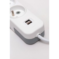 Удлинитель 3вх с защитными шторками USB UPS ELBI Myra 527-010205-326