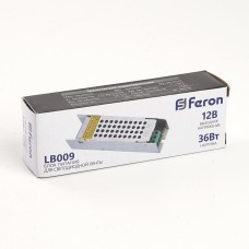 Блок питания для светодиодной ленты Feron LB009 12V 36W IP20 3A 176-264В 48007