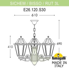 Уличный подвесной светильник Fumagalli E26.120.S30.AXF1R