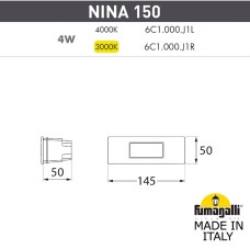 Встраиваемый светильник Fumagalli уличный светодиодный Nina 6C1.000.000.BYJ1L