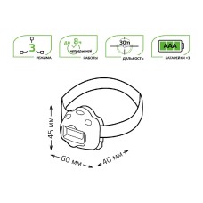 Налобный светодиодный фонарь Gauss от батареек 50х70 180 лм GF308