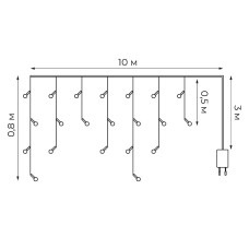 Гирлянда Бахрома Uniel ULD-B10008-480/TTK WARM WHITE IP44 UL-00012068