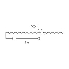 Гирлянда Роса Uniel ULD-S10000-1000/DGA WARM WHITE IP20 DEW UL-00012089